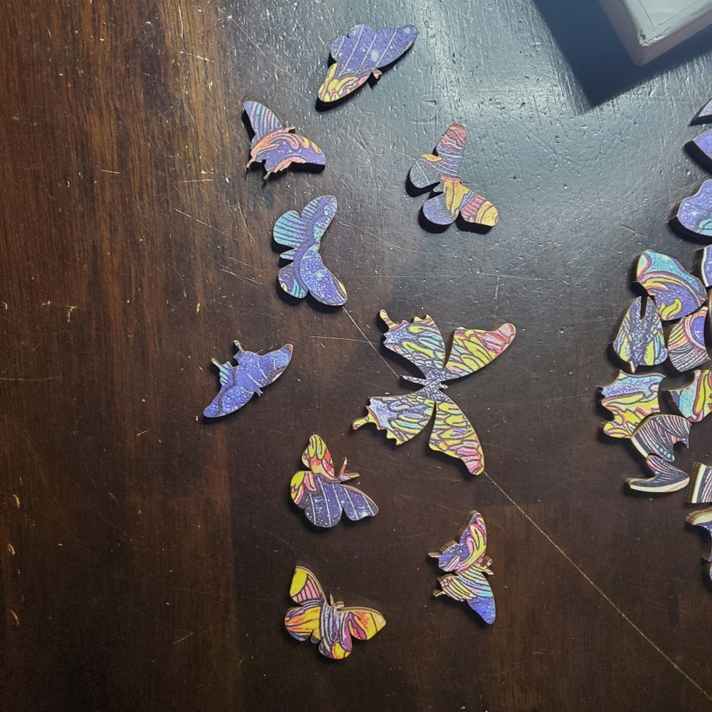 Galaxy Butterfly Wooden Puzzle - Purple & Yellow - Picture 5 of 5